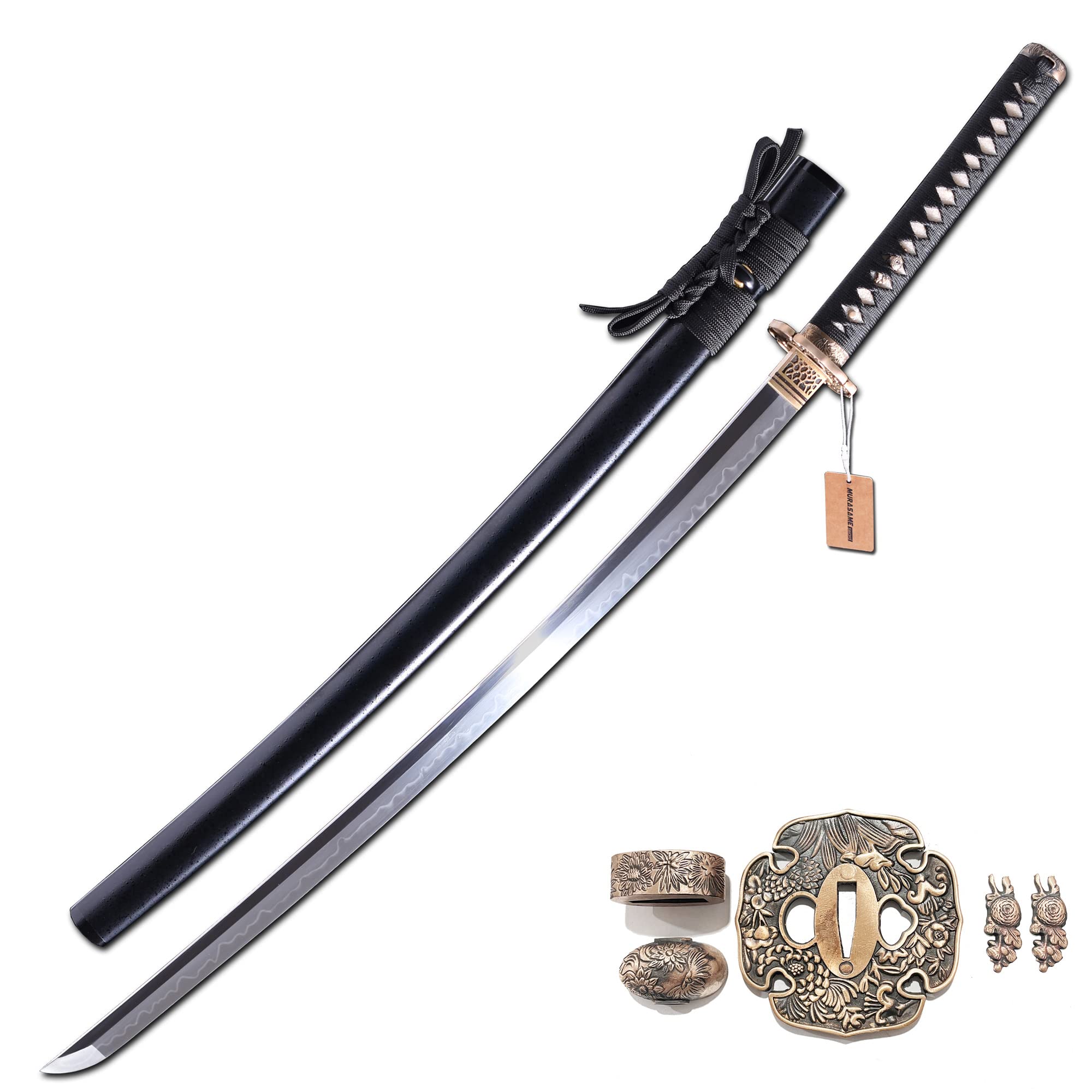 Amazon.com: MURASAME Katana Sword Clay Tempered T10 Steel Real